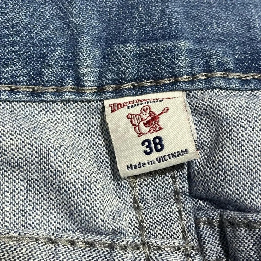 True Religion Jeans Mens 38x29 Blue World Tour Section Straight‎ Hip-Hop Y2K